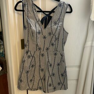 BCBG navy eyelet romper